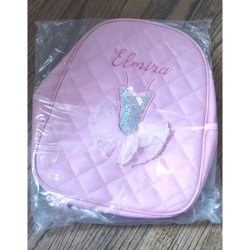 Stuck On You Personalized Girls Ballet Backpack Pink Quilted Ballerina NWT